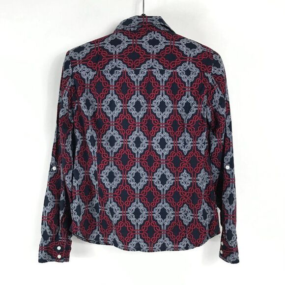 Tommy Hilfiger Cotton Printed Utility Shirt Women's Medium Nautical Button Up - Picture 8 of 11
